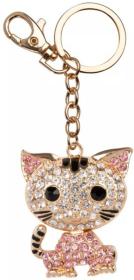 Albi Klíčenka kočička růžová kovový přívěsek na klíče s karabinkou