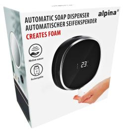 Alpina Bezdotykový dávkovač mýdla automatický černá / stříbrná