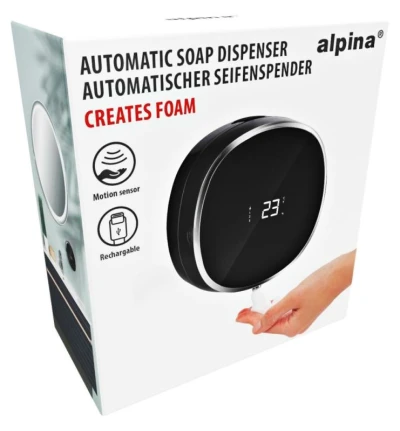 Alpina Bezdotykový dávkovač mýdla automatický černá / stříbrná