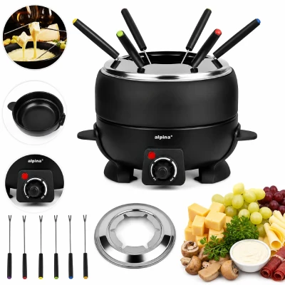 Alpina Elektrické fondue + 6 vidliček 2,3 l černá