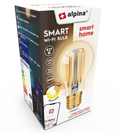 Alpina Chytrá žárovka LED WIFI bílá stmívatelná E27 470LM Alpina Chytrá žárovka LED WIFI bílá stmívatelná E27 470LM