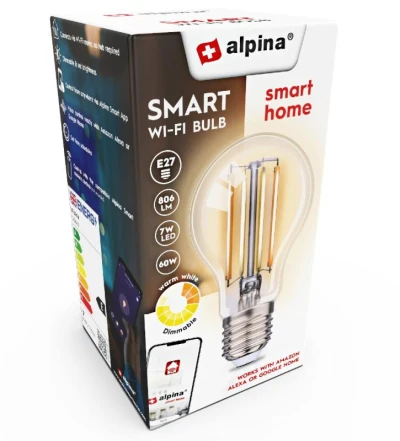 Alpina Chytrá žárovka LED WIFI bílá stmívatelná E27 860LM Alpina Chytrá žárovka LED WIFI bílá stmívatelná E27 860LM