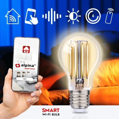 Alpina Chytrá žárovka LED WIFI bílá stmívatelná E27 860LM