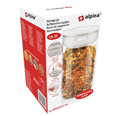 Alpina Skleněná dóza 16,5 cm bílá