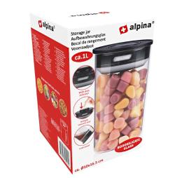 Alpina Skleněná dóza 16,5 cm černá