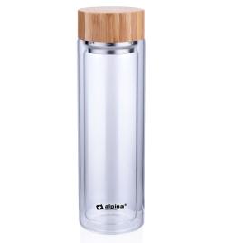 Alpina Skleněná láhev termoska borosilikátové sklo 450 ml Alpina Skleněná láhev termoska borosilikátové sklo 450 ml