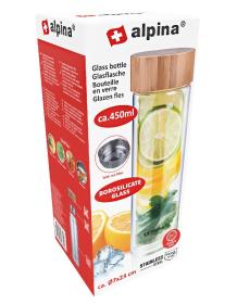 Alpina Skleněná láhev termoska borosilikátové sklo 450 ml