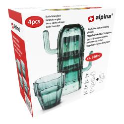 Alpina Sklenice na limonádu stohovatelné sada 4 ks kaktus