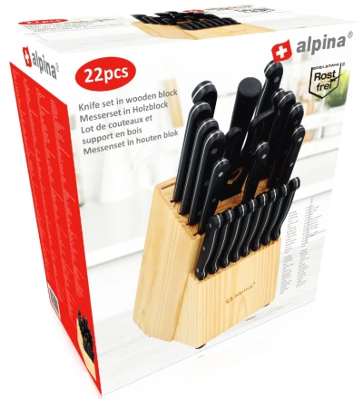 Alpina Sada nožů v dřevěném stojanu 22 ks
