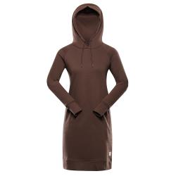 Alpine Pro OLEBA dámské mikinové šaty ŽLUTÁ / HNĚDÁ Alpine Pro OLEBA dámské mikinové šaty ŽLUTÁ / HNĚDÁ