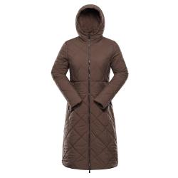 Alpine Pro STAWA dámský podzimní městský kabát ŽLUTÁ / HNĚDÁ