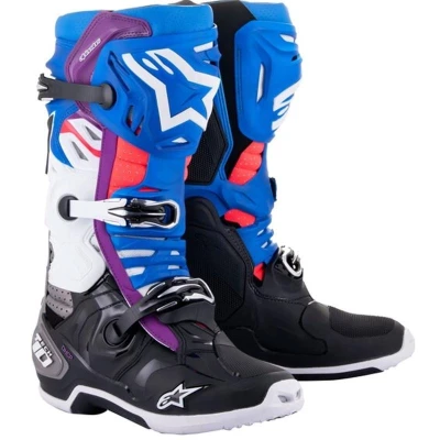Alpinestars Tech 10 Supervented modro-fialovo-růžovo-bílo-šedo-černé pánské motoboty