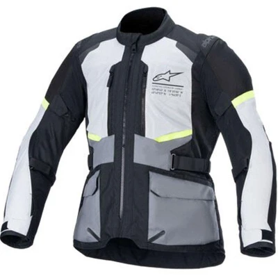 Alpinestars Andes Air Drystar světle šedo-tmavě šedo-černo-fluo žlutá bunda na motorku