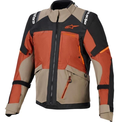Alpinestars Andes V4 Drystar světle hnědo-tmavě oranžovo-černá motocyklová bunda