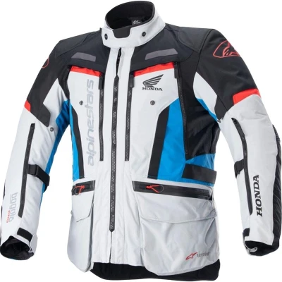 Alpinestars Bogota PRO Drystar Honda světle šedo-fluo červeno-modro-černá bunda na motorku