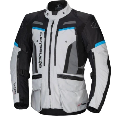 Alpinestars Bogota PRO Drystar šedo-černo-modrá bunda na motorku