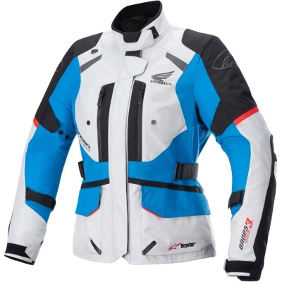 Alpinestars Stella Andes Drystar Honda šedo-černo-modro-červená dámská bunda na motorku