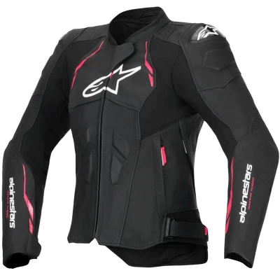Alpinestars Stella Dusk černo-růžovo-bílá dámská kožená bunda na motorku