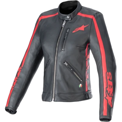 Alpinestars Stella Dyno černo-červená dámská kožená bunda na motorku