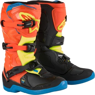 Alpinestars Tech 3S Youth oranžovo fluo-modro-fluo žluto-černé dětské boty na motorku