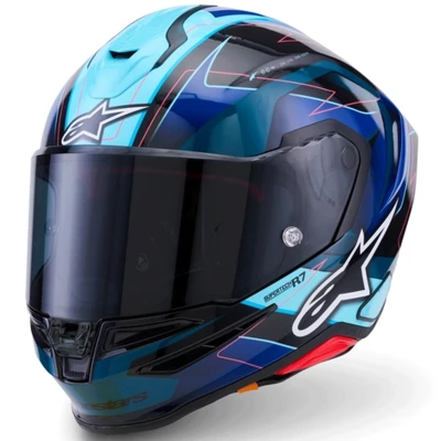 Alpinestars S-R7 Kinetis černo-modro-fluo růžovo-bílá integrální helma na motorku