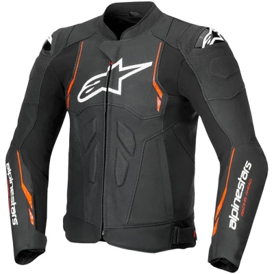 Alpinestars Dusk Airflow černo-fluo červená kožená bunda na motorku