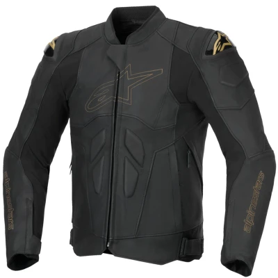 Alpinestars Dusk černo-zlatá kožená bunda na motorku