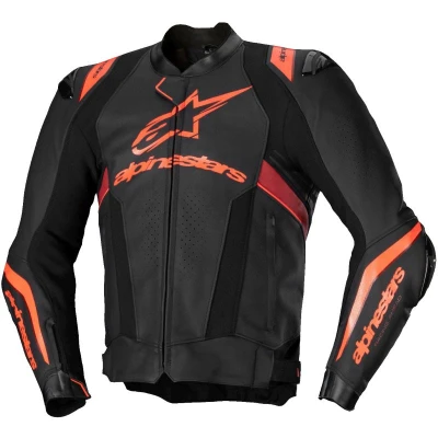 Alpinestars Missile 3 Ignition černo-fluo červeno-tmavě červená kožená bunda na motorku