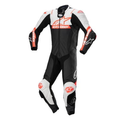 Alpinestars Missile 2 Ward černo-bílo-fluo červená kožená kombinéza na motorku