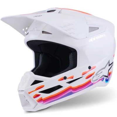 Alpinestars S-M3 Force bílo-žluto-růžovo-fialová motokrosová helma