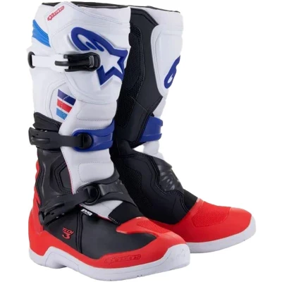 Alpinestars TECH 3 bílo-černo-modro-červené motokrosové boty