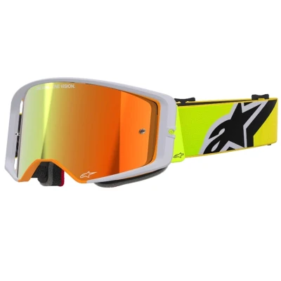 Alpinestars Supertech Corp fluo žluto-šedé se zrcadlovým červeným zorníkem motokrosové brýle