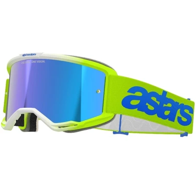 Alpinestars Vision 5 Blaze fluo žluto-modré se zrcadlovým modrým plexi motokrosové brýle