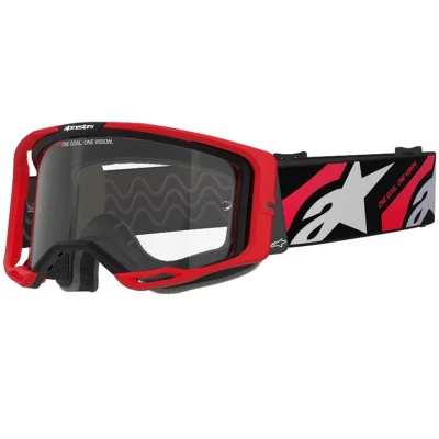 Alpinestars Vision 8 Luar červeno-černé s čirým zorníkem motokrosové brýle