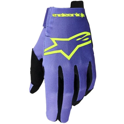 Alpinestars Radar fialovo-fluo žluté motokrosové rukavice na motorku