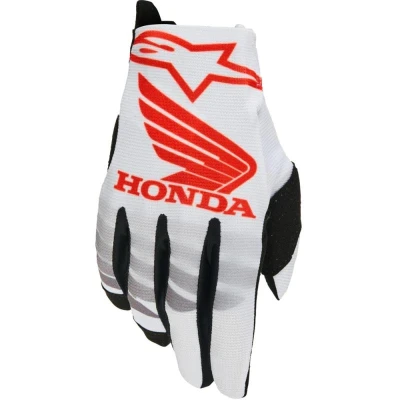 Alpinestars Radar Honda bílo-černo-červené motokrosové rukavice na motorku