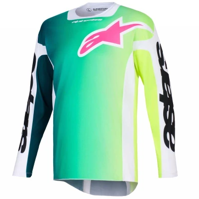 Alpinestars Racer Portl zeleno-bílo-černý motokrosový dres
