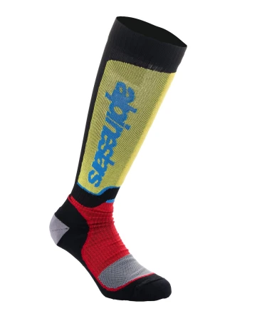 Alpinestars MX Plus černo-červeno-fluo-žluto-fluo-modré ponožky