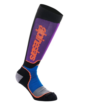 Alpinestars MX Plus černo-oranžovo-fialovo-modro-šedé ponožky