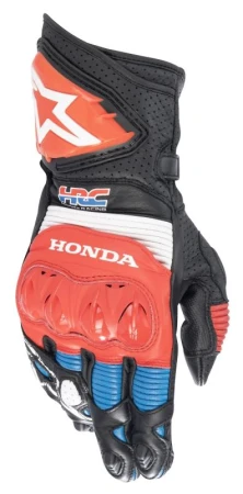 Alpinestars GP PRO R 3 Honda černo-červeno-fluo-modro-bílé rukavice na motorku