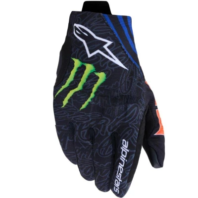 Alpinestars Reef V2 FQ20 černo-fluo červeno-modro-zelené pánské rukavice na motorku