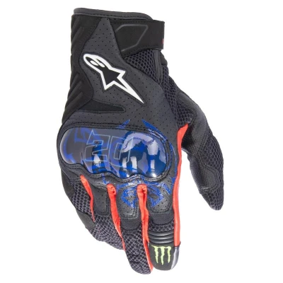 Alpinestars SMX-1 Air 2 Monster FQ20 černo-červeno-modro-bílo-zelené pánské rukavice na motorku
