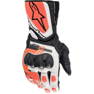 Alpinestars SP-8 bílo-fluo červeno-černé rukavice na motorku
