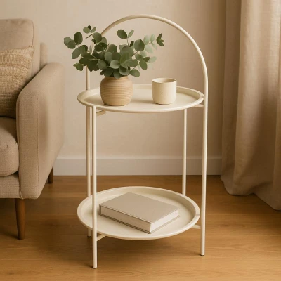 Ambiance Odkladací stolík kovový 66 cm krémová