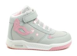 American Club ES162-24 šedo růžové dívčí zimní blikací boty