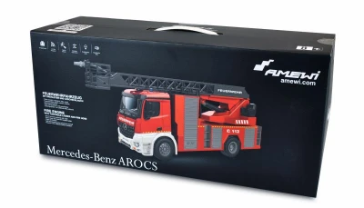 Amewi RC hasičský vůz Mercedes-Benz Arocs 1:18 s žebříkem a stříkačkou