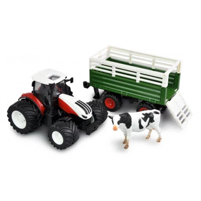 Amewi RC TRAKTOR 2,4 Ghz s vozem pro zvířata, světla, zvuk 1:24 RTR
