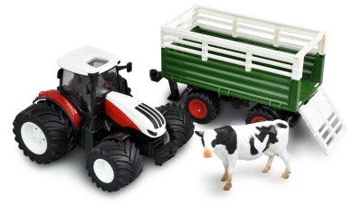 Amewi RC TRAKTOR 2,4 Ghz s vozem pro zvířata, světla, zvuk 1:24 RTR