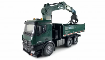 Amewi Mercedes-Benz Arocs zelené RC nákladní auto s jeřábem, RTR sada