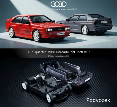 AMEWI Trade e.K. Audi quattro 1980 Onroad a Drift pneu 4WD 1:28 RTR červená